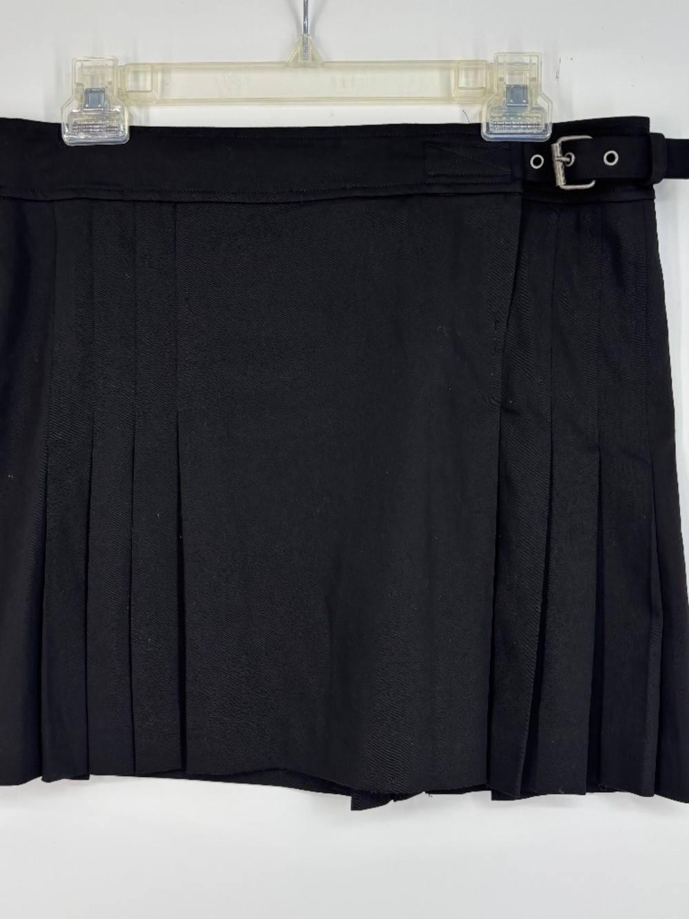 Vintage Express Womens Size 10 8 Pleated Short Skirt Black Mid Rise Buckle Close